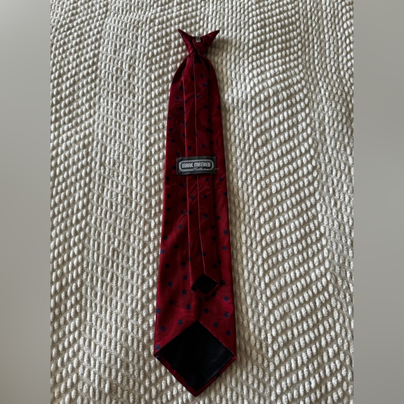 Mark Mathew Red & Blue Polkadot Clip On Tie - Picture 2 of 2